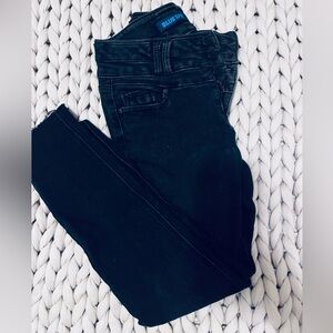 Black High Waisted Triple Button Fly Black Jeans